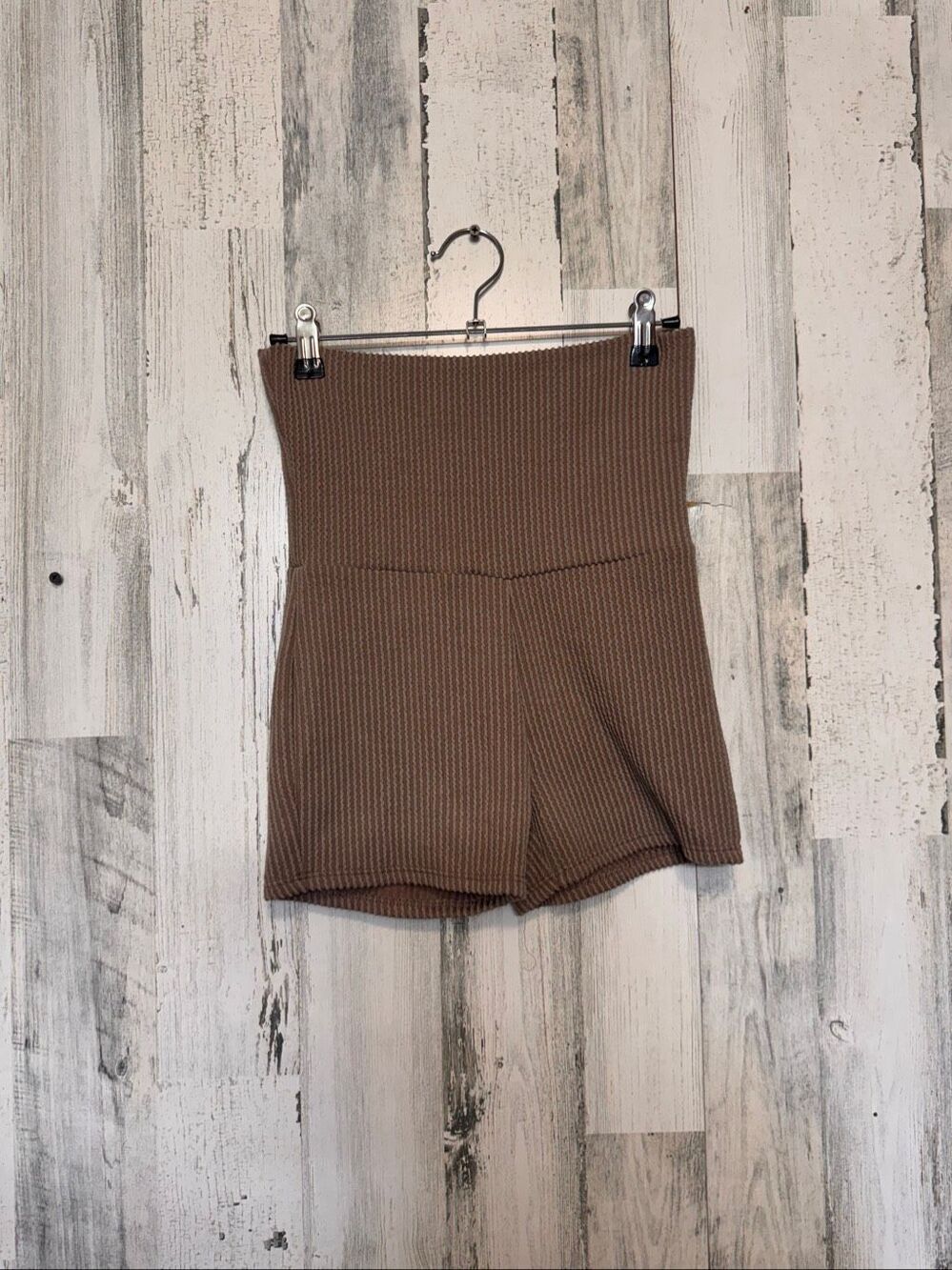 Fashion Nova Brown Ribbed Ultra High Waist Biker Lounge Booty Shorts S